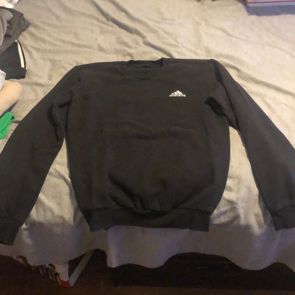 Plain Black Adidas Crewneck